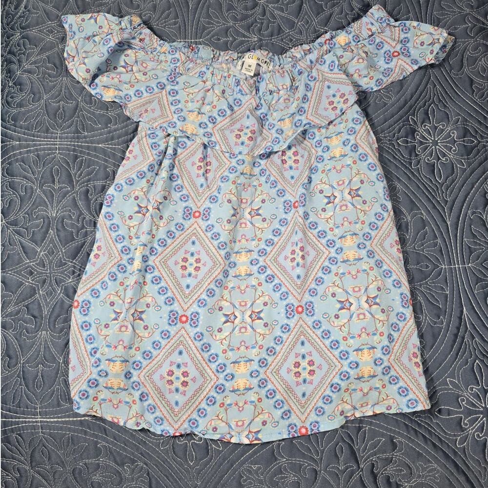 Girls Ruffle Shoulder Top Love Glam Girls Size M